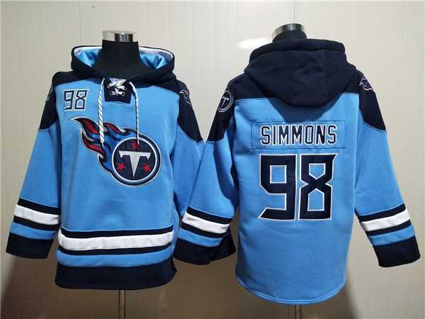 Tennessee Titans #98 Jeffery Simmons Blue Lace-Up Pullover Hoodie,We sell and wholesale Tennessee Titans #98 Jeffery Simmons Blue Lace-Up Pullover Hoodie on line form chian!
